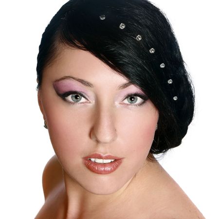 Close-up portrait of a beautiful young woman. Studio shotの写真素材