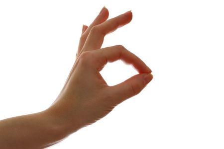 Womans hand isolated on white backgroundの写真素材