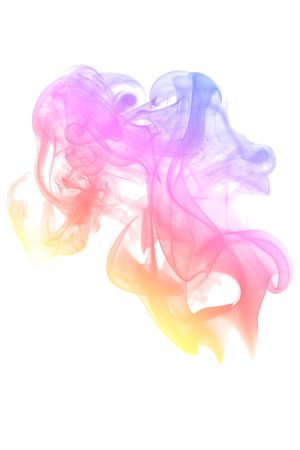 Abstract multi-coloured smoke on a white backgroundの写真素材