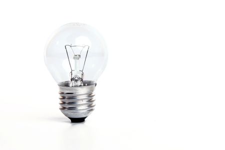 Light bulb on white backgroundの写真素材