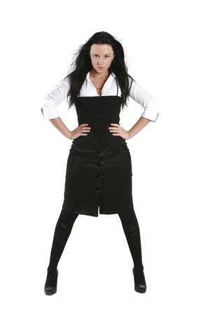 Gorgeous brunette isolated on white backgroundの写真素材