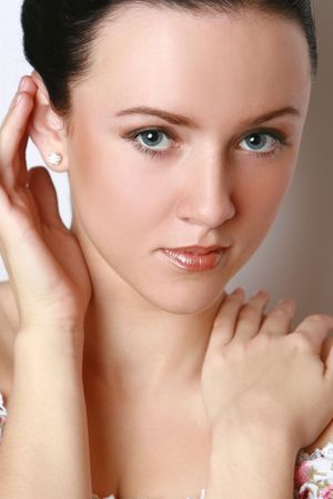 Close-up portrait of a beautiful young modelの写真素材