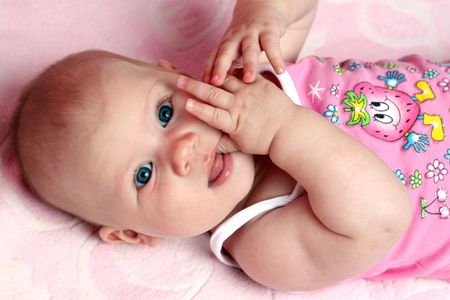 Portrait of young little baby girlの写真素材