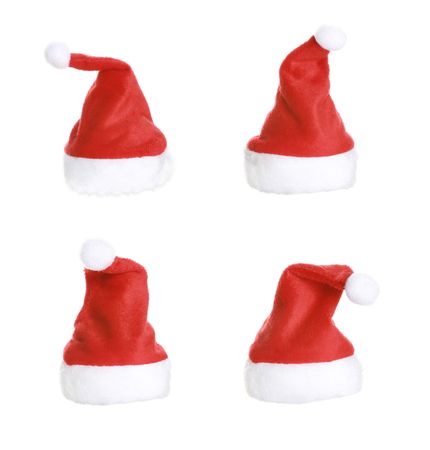 Christmas Hats On White Backgroundの写真素材