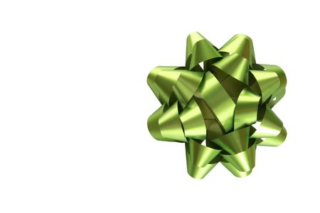 Green bow isolated on white backgroundの写真素材