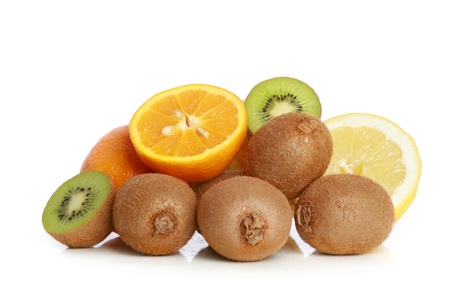 Set of fruits isolated on white backgroundの写真素材