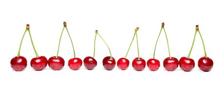 Red Cherry on white background, isolatedの写真素材