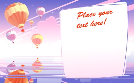 Balloons over evening seaのイラスト素材