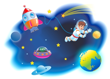 Boy Astronaut. Spacemanのイラスト素材