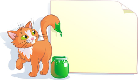Cartoon. Cat wrote paintのイラスト素材