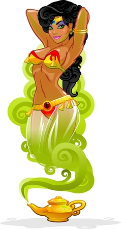 beautiful girl genie from the magic lamp on white backgroundのイラスト素材