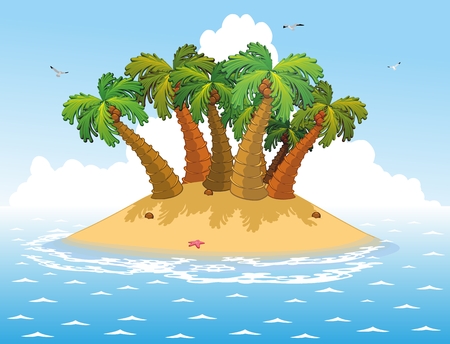 Palm trees on the islandのイラスト素材