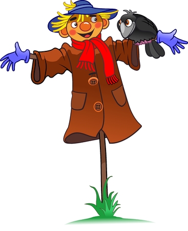 scarecrow and crowのイラスト素材