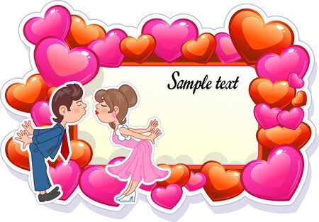 Wedding invitation card with couple charactersのイラスト素材