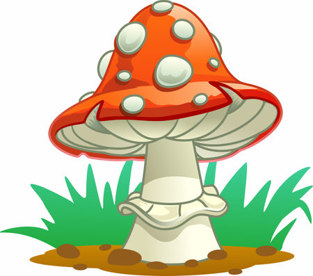 Amanita isolated mushroom with red and white spots.のイラスト素材