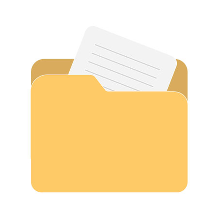 Folder with paper on white background, vector