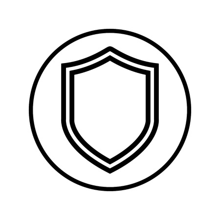 shield icon vector. protection and security icon, black and white in a circle, vectorのイラスト素材