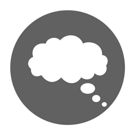 Thought in the form of a cloud on a round gray background, vector