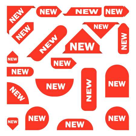 New ribbons. Corner banner, new tag labels and present buttons vector isolated collectionのイラスト素材