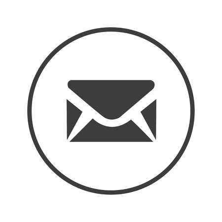 envelope icon, black and white, vectorのイラスト素材