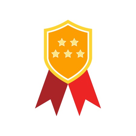 Medal of Honor icon vector. Vector medal with red ribbon.のイラスト素材