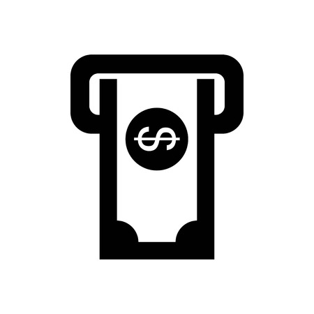 Icon currency issue from the ATM. Black white icon, vectorのイラスト素材