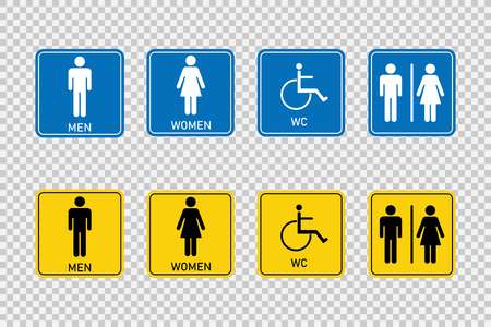 Toilet signs, Man, woman, disabled person. Signed, vectorのイラスト素材