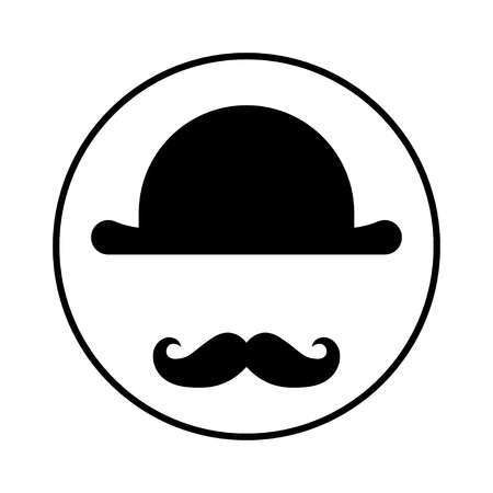 Mustache and hat icon on a white background, vectorのイラスト素材
