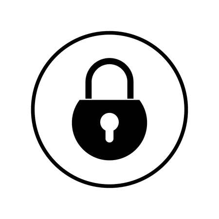 Lock icon vector. Encryption icon. Lock Icon in trendy flat style isolated. Security symbol on a white background in a black circle, vectorのイラスト素材