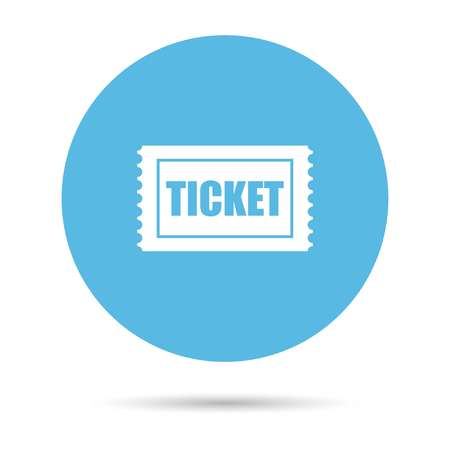 Ticket Icon. Vector Signal on a blue circle, vectorのイラスト素材