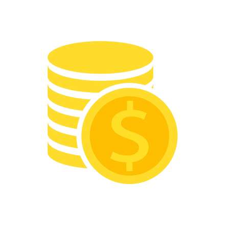 Coins Dollar Icon in the style of flat, vectorのイラスト素材