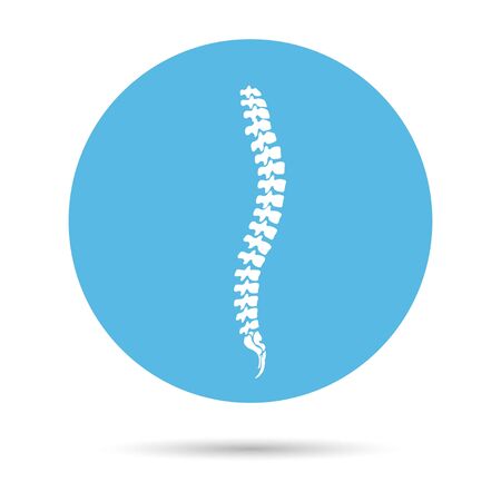 Vector human spine icon isolated silhouette illustration on blue circle.のイラスト素材
