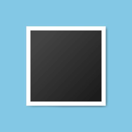 Black and white photo frames isolated on blue. Vintage style. Vector illustrationのイラスト素材