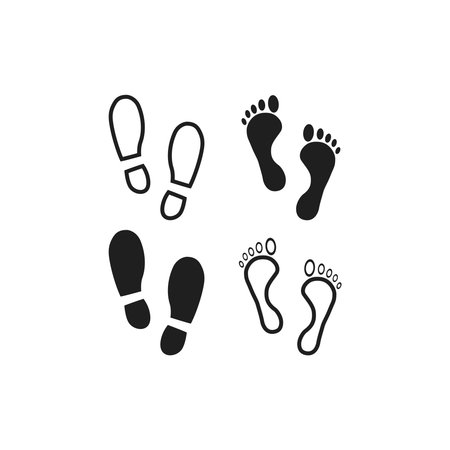 Shoes Footsteps set icon on white backgroundのイラスト素材
