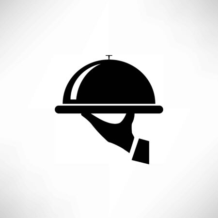 tray on the hand icon vector illustration on the white background, vectorのイラスト素材