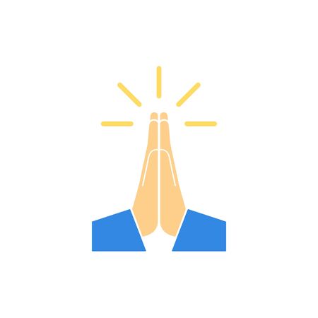 Vector folded hands icon on a white backgroundのイラスト素材