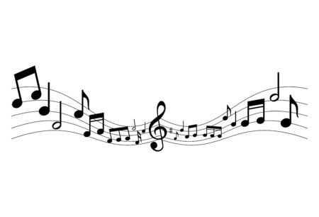 Music notes icon. Sheet music graphic sign isolated on white background. Music melody symbol. Vector illustrationのイラスト素材