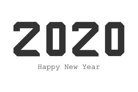 Happy New Year 2020 logo text design. Cover of business diary for 2020 with wishes. Brochure design...
