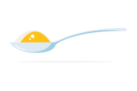 Spoon with sugar salt icon. Teaspoon side view powder for tea or coffee.のイラスト素材