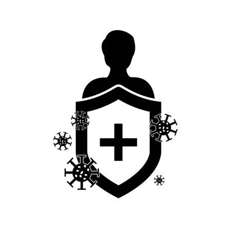 Immune system vector icon logo. Health bacteria virus protection. Medical prevention human germ.のイラスト素材