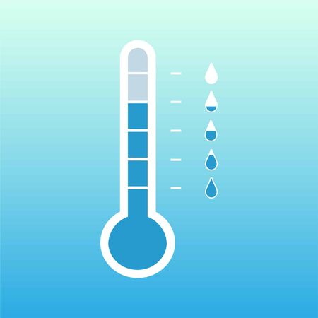 Thermometer flat icon vector set. the thermometer tags in form of a drop.のイラスト素材