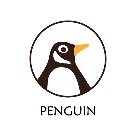 Penguin icon on a white background with the inscription Penguin. Vector illustrationのイラスト素材