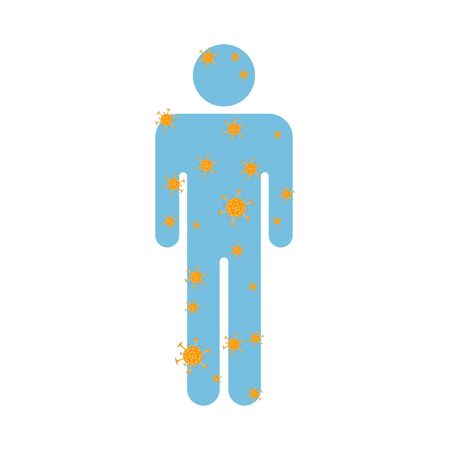 Immune system vector icon. Sick man. Viruses and bacteria. Painful. Human disease.vectorのイラスト素材