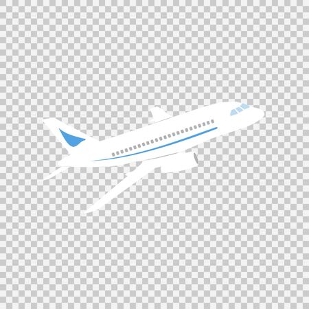Airplane sign vector icon on a transparent background. Airport airplane illustration. Business concept simple flat pictogram on a white background.のイラスト素材
