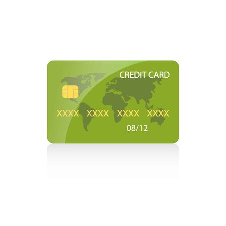 Credit card with reflection on a white background, Vector illustrationのイラスト素材