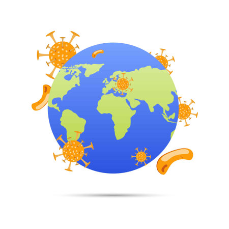 Set vector illustration against corona covid-19 virus. cure corona virus. Earth is against the concept of a virus. the concept of the corona virus vaccine. end of 2019-ncov.のイラスト素材