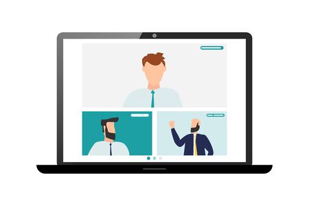 Video call conference, working from home, social distancing, business discussionのイラスト素材