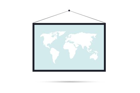 picture on the wall, world map on a white background with shadow. Vector illustrationのイラスト素材