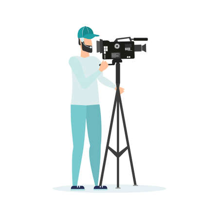 News. The television operator is shooting news.のイラスト素材