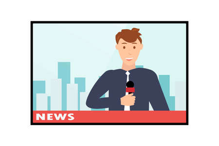 People watching the news, on a white background, vector illustrationのイラスト素材